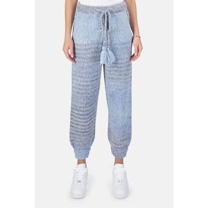 LoveShackFancy Blossom Alpaca Blend Knit Jogger Pants Blue Ombré XS